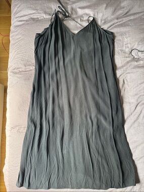 Simple Black Slip Dress - V-Neck Spaghetti Straps